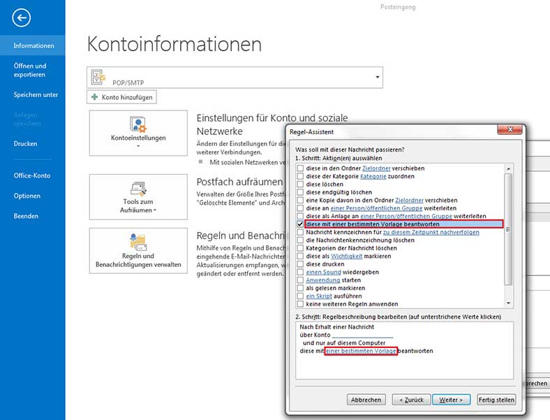 Abwesenheitsnotiz in Outlook 2013 einrichten - Schritt 4