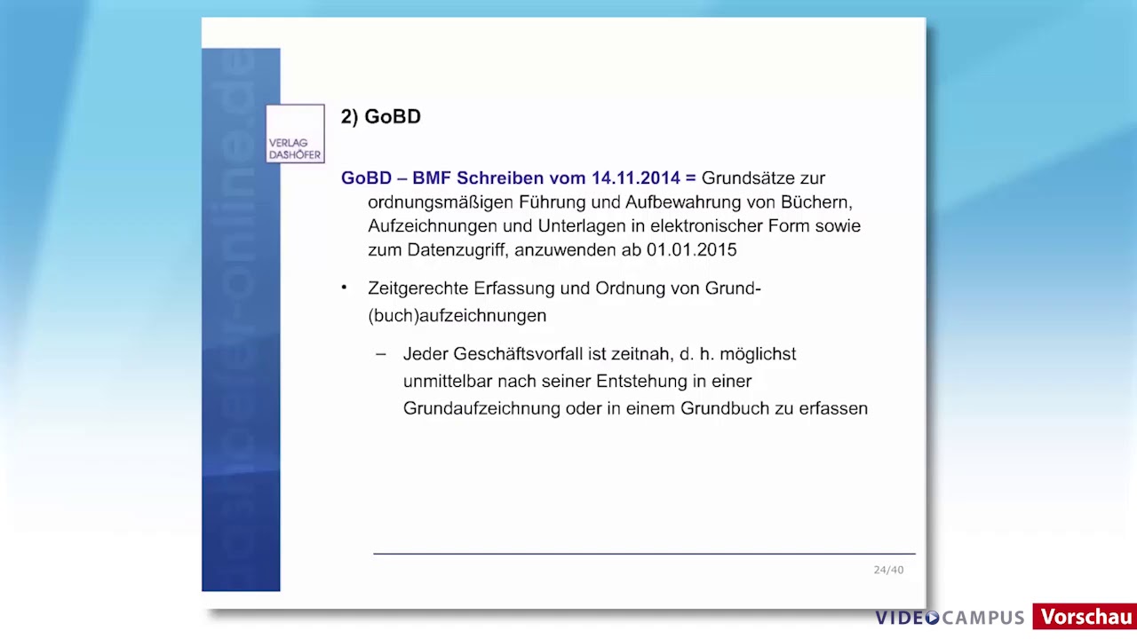 Video zum Thema GOBD