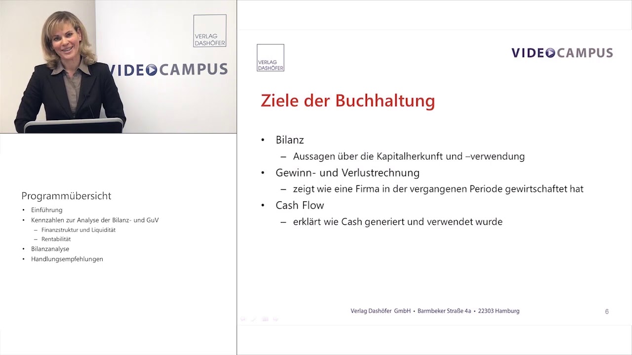 Video zum Thema Bilanzanalyse: Ziele der Buchhaltung und Bilanzaufbau